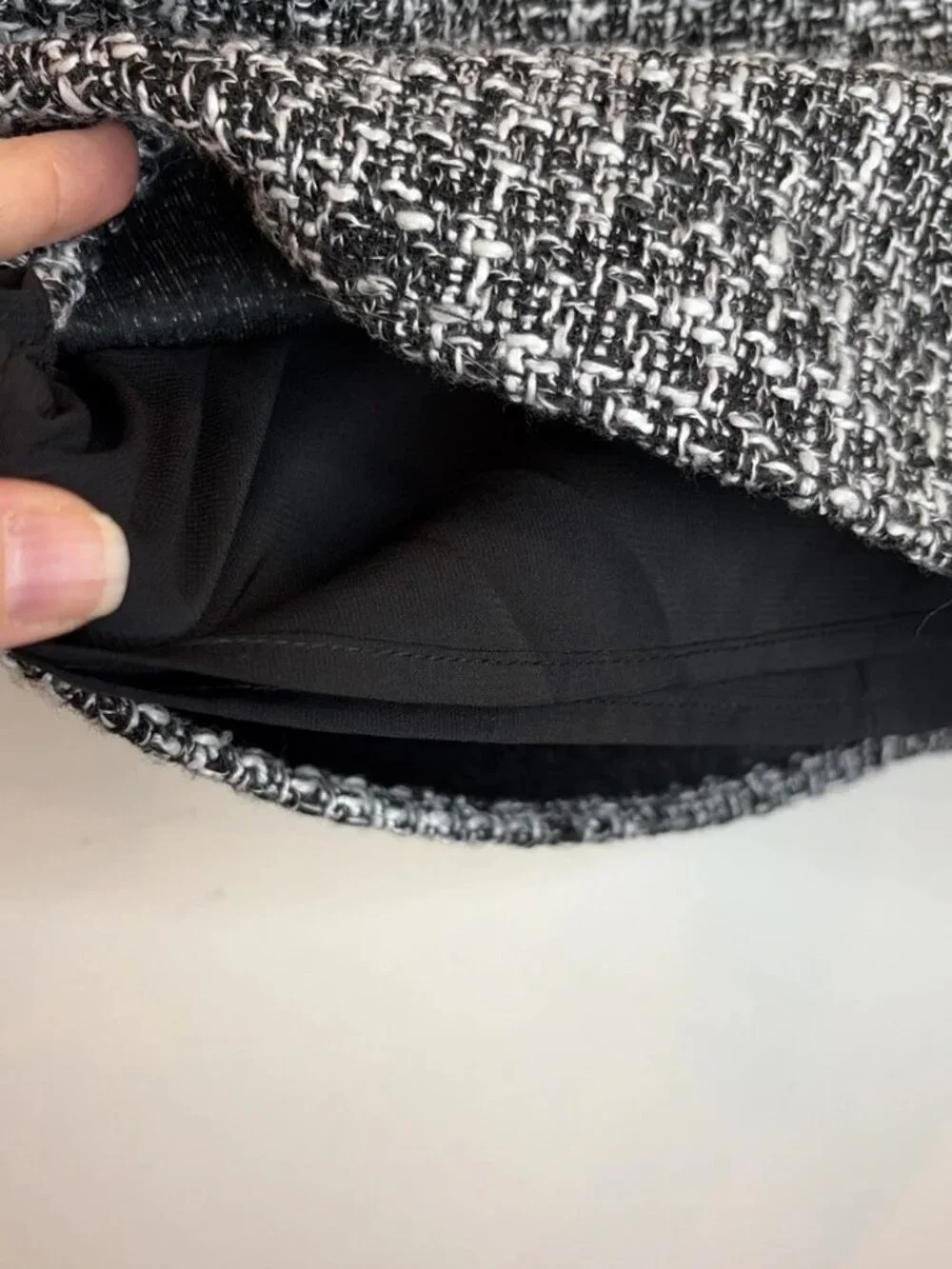 Abercrombie & Fitch Womens XS Tweed Woven Tee Top Black White Cropped Boxy Lined - Picture 11 of 14